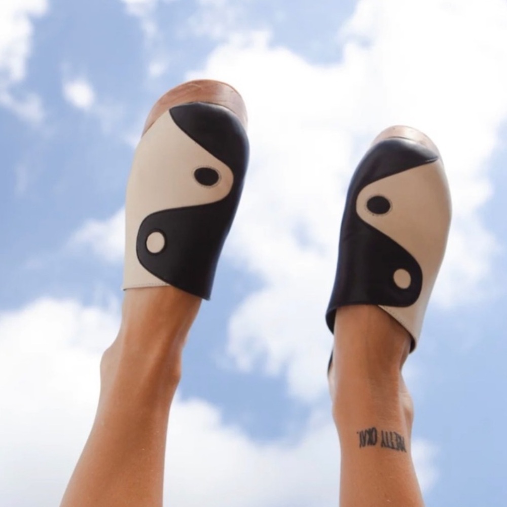 Black and Cream Mules